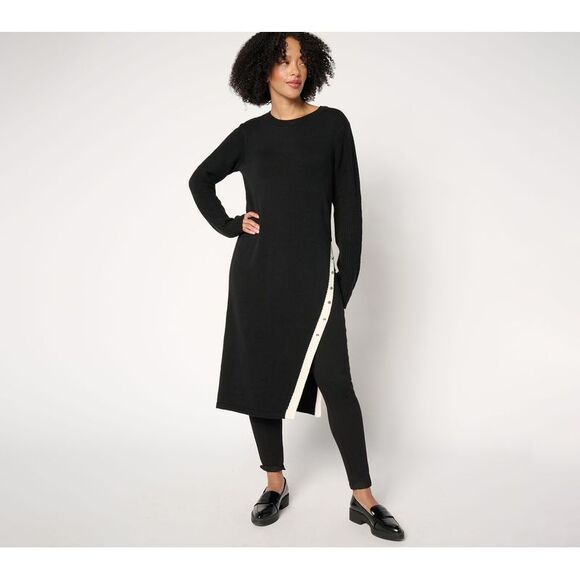 Peace Love World Women's Dress Sz 2XS (XXS) Regular Crew Neck Side Black A664012 - Picture 1 of 4